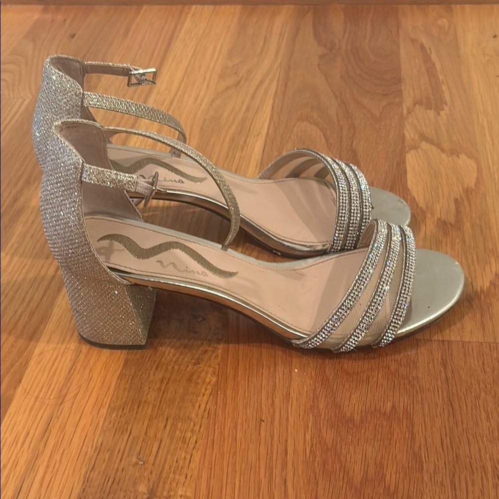 Elegant Silver Strappy Heels